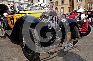 1930 built yellow Bugatti Type 40A at 1000 Miglia