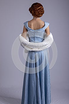 1930`s woman in blue dress