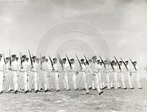 1930s naval officers marching