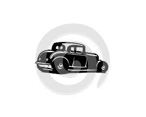 1932 ford coupe silhouette. isolated white background shown from the side.