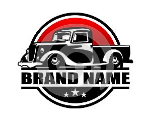 1935 truck silhouette logo. isolated white background view from side.
