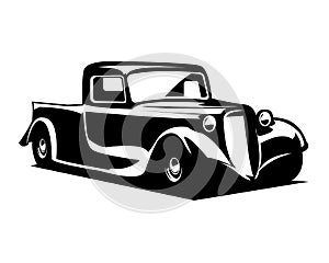 1935 truck silhouette logo premium design. isolated white background view from side.