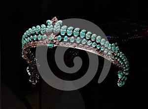 1936 Antique Cartier Tiara Crown Headband Turquoise Diamond Platinum Fashion Design Accessory Deco