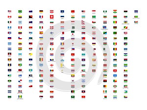 194 vector best all continents world flags collection with country names