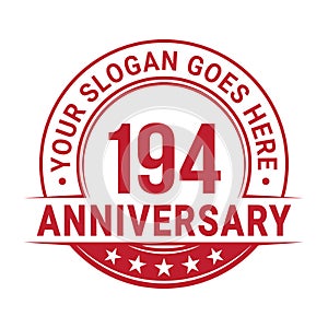 194 years anniversary. 194th anniversary logo design template. Vector and illustration.