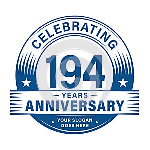 194 years anniversary celebration design template. 194th logo vector illustrations.