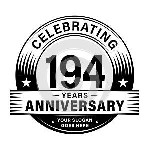 194 years anniversary celebration design template. 194th logo vector illustrations.