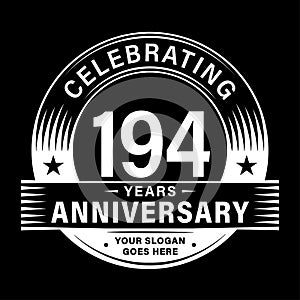 194 years anniversary celebration design template. 194th logo vector illustrations.