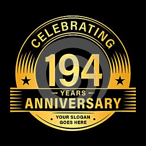194 years anniversary celebration design template. 194th logo vector illustrations.