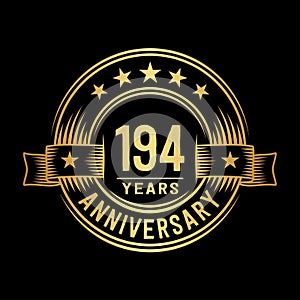 194 years anniversary celebration logotype. 194th years logo. Vector and illustration.