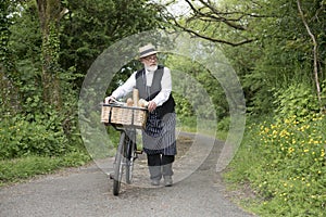 1940 delivery man on a country road