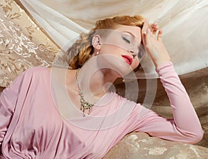 1940s Style Pin-Up Shot of Beautiful Young Woman