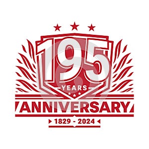 195 years anniversary celebration shield design template. 195th anniversary logo. Vector and illustration.