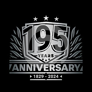 195 years anniversary celebration shield design template. 195th anniversary logo. Vector and illustration.