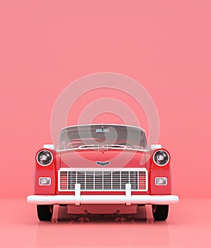 1950 classic car on pastel color background