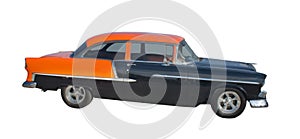 1950s black and orange hotrod