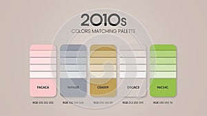 1950s colour schemes ideas. Color Trends combinations and palette guide. Example of table color shades in RGB and HEX.Color swatch