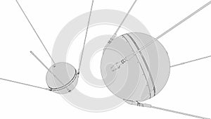 1957 Sputnik 1, technical lines drawing.