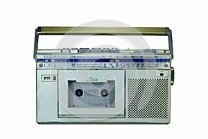 1960 cassette player on white background ,retro styl for decoration