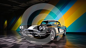 1960's Chevrolet Corvette Automotive Art on a colorful background, AI-generated.