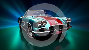 1960's Chevrolet Corvette Automotive Art on a colorful background, AI-generated.