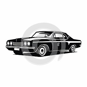 1960s Black And White Classic Car Icon With Supernatural Realism