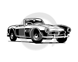 1960s car mercedes benz 300 sl roadster side view on white background. best vector illustration design for badge, emblem