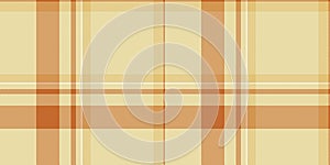 1960s tartan textile seamless, rug plaid fabric texture. Comfort vector pattern check background in light and orange colors