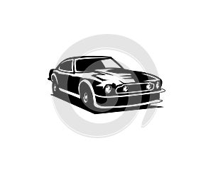 1964 Aston Martin car. vintage car logo silhouette. isolated white background view from side.