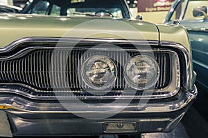 1966 Green Old Classic Antique Car bumper view close up