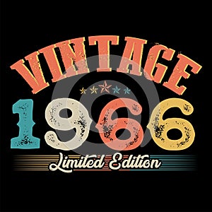 1966 vintage retro t shirt design, vector, black background