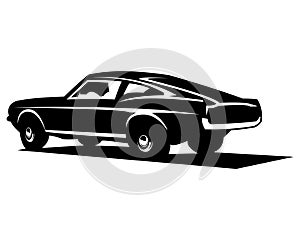 1968 Mustang 390. with white background shown from behind.