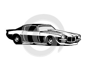 1970 chevy camaro car logo isolated on white background side view.