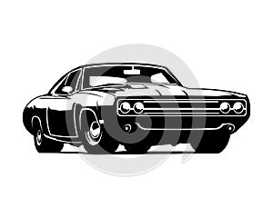 1970 dodge charger custom car logo. Best for badge, icon and car industry. isolated white background view from side.