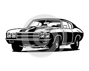 1970\'s chevrolet chevelle isolated on white background side view. best illustration vector for badge, emblem