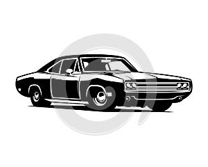 1970s dodge charger muscle car isolated on white background side view. vector illustration available in eps 10