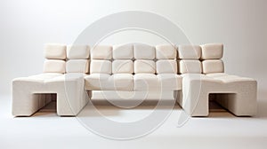 1970s Inspired White Brick Shaped Sofa For A Serene Ambiance