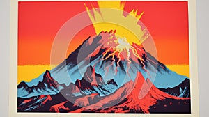 1970s Volcano Postcard: Pop Art Silkscreening For Bryce Canyon National Park