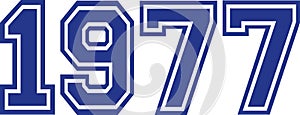 1977 Year college font