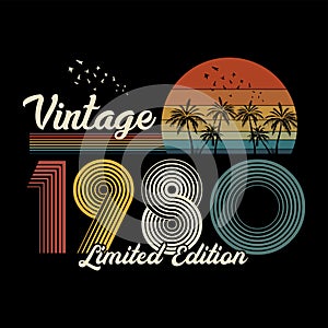1980 vintage retro t shirt design vector