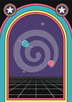 1980s Abstract Space Vector Illustration