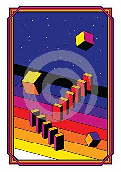 1980s Style Abstract Geometric Illustration