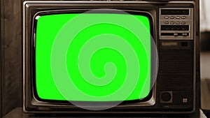 1980S Television Green Screen. Sepia Tone. Zoom Out.