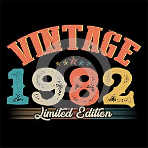 1982 vector vintage retro t shirt design black background