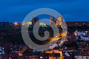 199 Steps to Whitby churches at night
