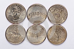 1999 US State Quarters a complete set of 5 used coins. Are located in the order of their released and joining the state