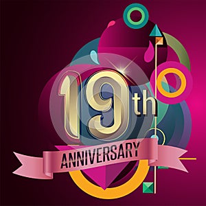19th Anniversary, Party poster, banner and invitation