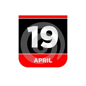 19th April calendar page icon. 19 Apr day