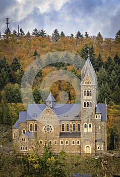 19th century Clervaux Abbey, a monastery of the Saint-Maurice and Saint-Maur Benedictines in Luxembourg