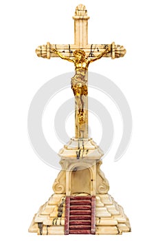 19th Century crucifix with golden Jesus figure